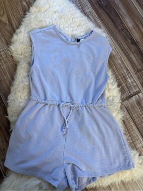H&M Light Lavender Terry Romper with Tie Waist